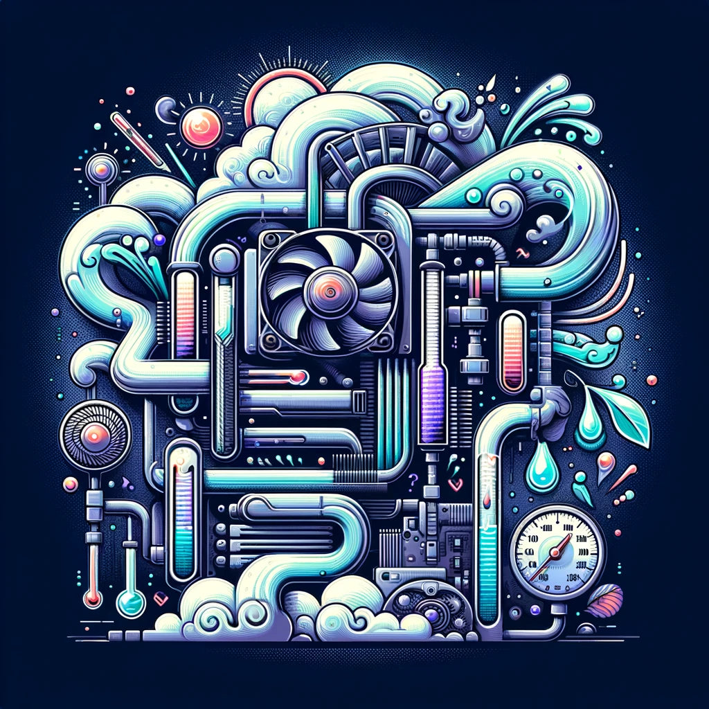 An illustrated guidebook cover showing a cartoon of a happy air conditioner and fan teaching a group of household appliances about cooling systems in a classroom setting, with chalkboard diagrams in the background.