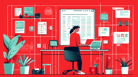 Illustration of a digital planner interface with a prominent message saying 'No Deletions Allowed' on a bright red banner. Various tasks and plans are shown neatly organized in columns and rows, with