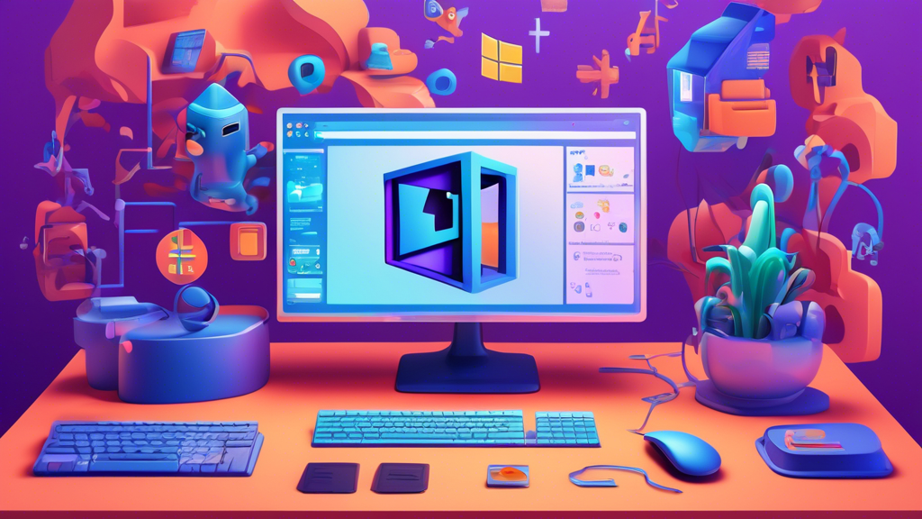 Create an image depicting a computer running Windows 11 with a highly detailed, strained CPU icon showing maximum usage. In the background, include a stylized representation of the Cross Device Servic