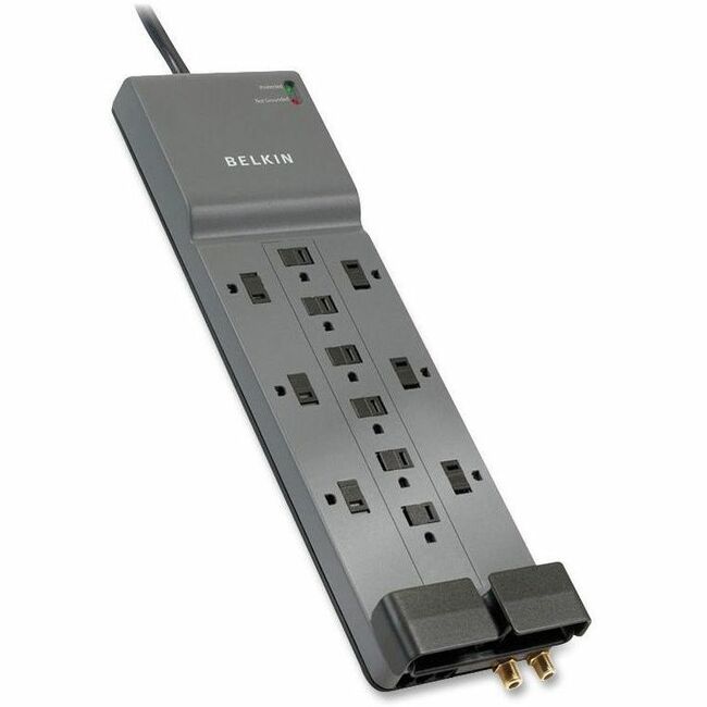 Parasurtenseur Belkin à 12 prises pour la maison/le bureau avec cordon de 8 pieds - Câble de 8 pieds - Noir - 3780 joules