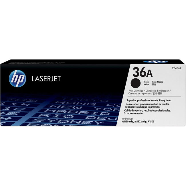 Cartouche de toner laser HP 36A (CB436A) d'origine à rendement standard - Paquet unique - Noir - 1 unité