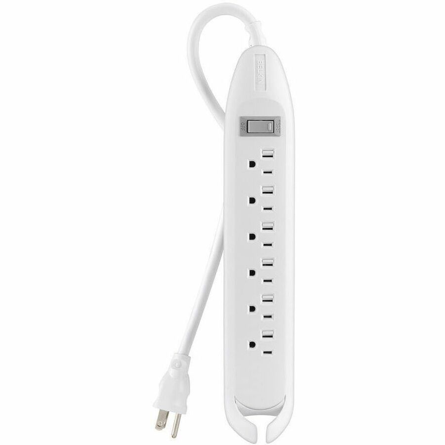 Belkin 6-Outlet Power Strip - 4ft Cord - Straight Plug - On-Off Switch - White