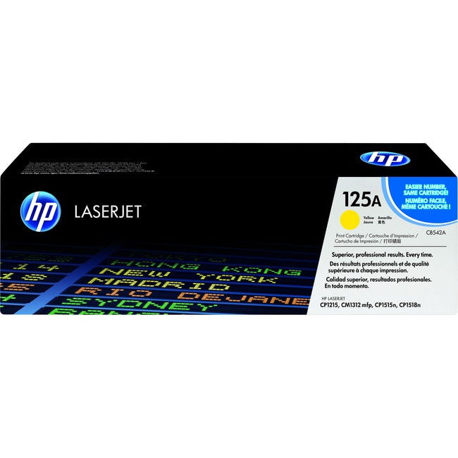 Cartouche de toner laser HP 125A (CB542A) d'origine à rendement standard - Paquet unique - Jaune - 1 unité