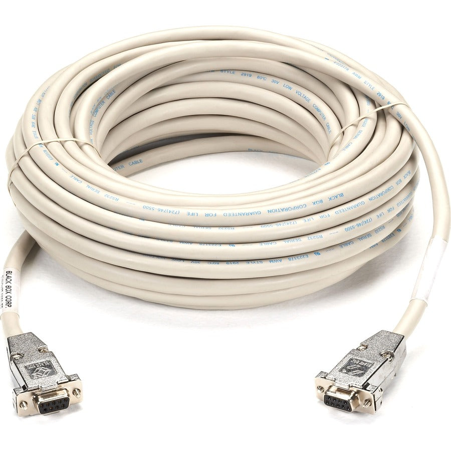 Black Box RS232 Shielded Null Modem Cable - Metal Hood, DB9 Female/Female, 50-ft. (15.2-m)