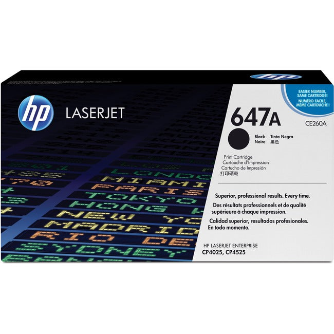 Cartouche de toner laser d'origine HP 647A (CE260A) - Paquet unique - Noir - 1 unité