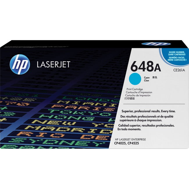 Cartouche de toner laser HP 648A (CE261A) d'origine à rendement standard - Paquet unique - Cyan - 1 unité