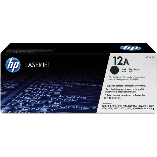 Cartouche de toner laser HP 12A (Q2612A) d'origine à rendement standard - Paquet unique - Noir - 1 unité