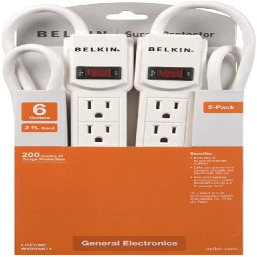 Belkin 6-Outlet Surge Protector with 2 ft. Cord (2-Pack)
