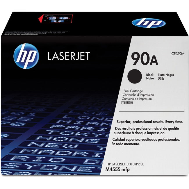 Cartouche de toner laser HP 90A (CE390A) d'origine à rendement standard - Paquet unique - Noir - 1 unité