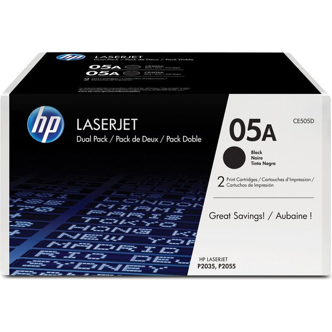 Cartouche de toner d'origine HP 05A (CE505D) - Pack double