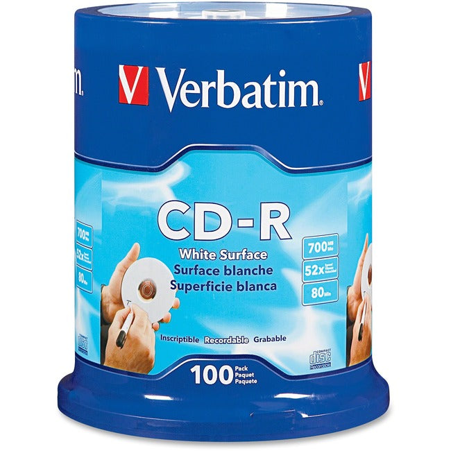 Support enregistrable sur CD Verbatim 94712 - CD-R - 52x - 700 Mo - Lot de 100