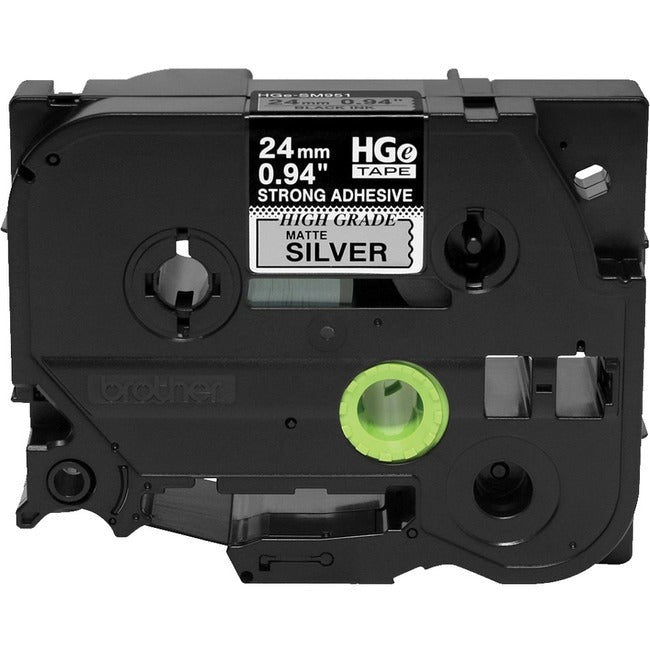 Ruban adhésif extra-résistant pour étiquettes Brother HGES9515PK noir sur argent mat