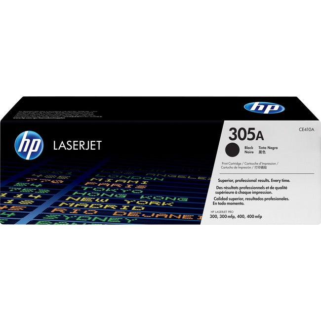 Cartouche de toner laser HP 305A (CE410A) d'origine à rendement standard - Paquet unique - Noir - 1 unité