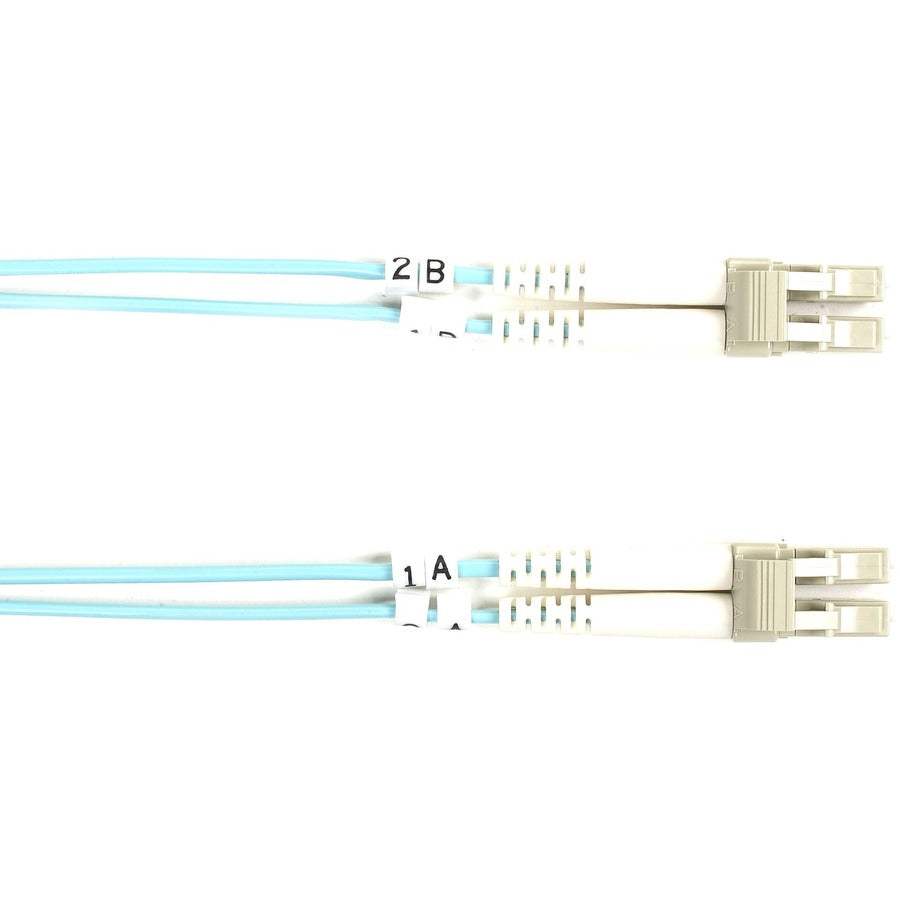 OM3 50/125 Multimode Fiber Optic Patch Cable - OFNR PVC, LC to LC, Aqua, 2-m (6.
