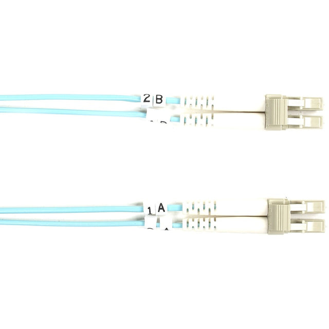 OM3 50/125 Multimode Fiber Optic Patch Cable - OFNR PVC, LC to LC, Aqua, 2-m (6.