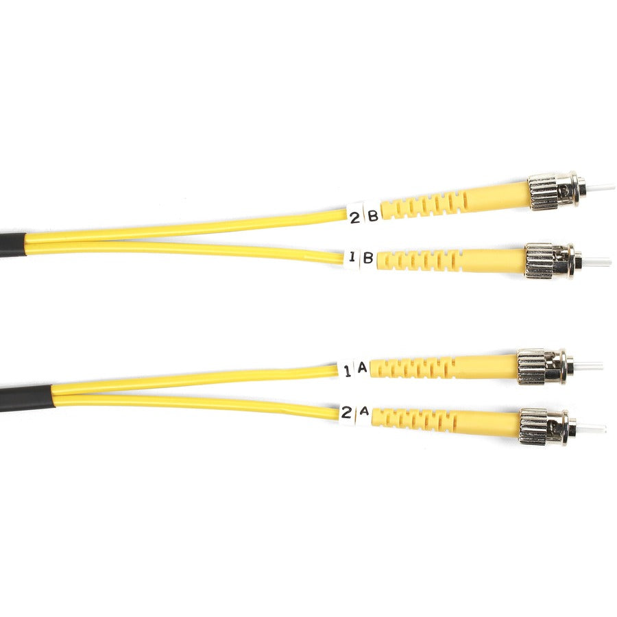 OS2 9/125 Singlemode Fiber Optic Patch Cable - OFNR PVC, ST to ST, Yellow, 2-m (