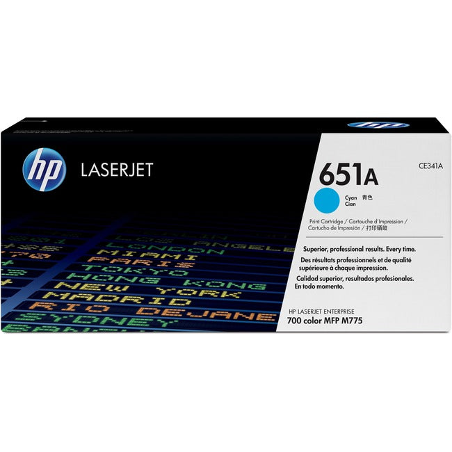 Cartouche de toner laser d'origine HP 651A (CE341A) - Paquet unique - Cyan - 1 unité