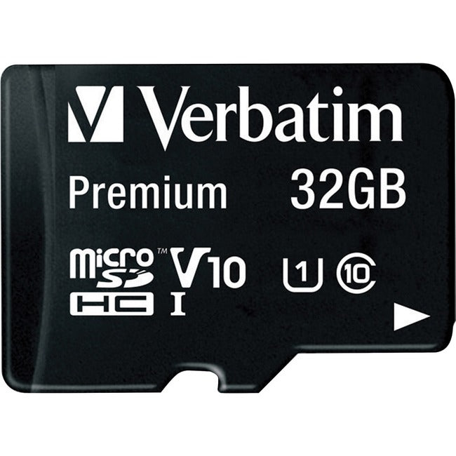 Carte mémoire microSDHC Premium Verbatim 32 Go avec adaptateur, UHS-I V10 U1 Classe 10