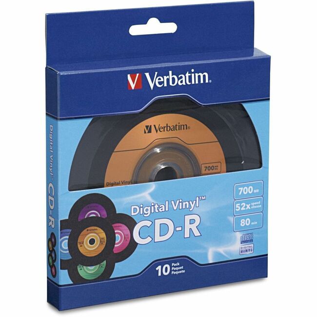 Verbatim Digital Vinyl CD Recordable Media - CD-R - 52x - 700 MB - 10 Pack