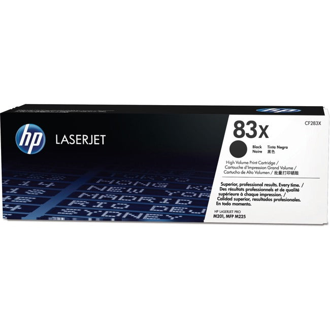 Cartouche de toner laser HP 83X (CF283X) d'origine à haut rendement - Paquet unique - Noir - 1 unité