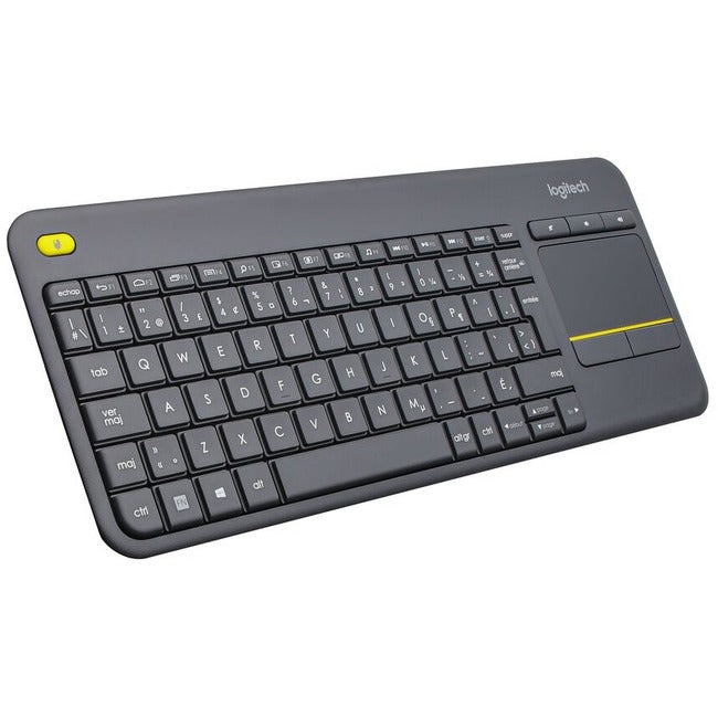Clavier TV tactile sans fil Logitech K400 Plus avec contrôle multimédia facile et pavé tactile intégré, clavier HTPC pour téléviseur connecté à un PC, Windows, Android, Chrome OS, ordinateur portable, tablette (sombre) (disposition française)