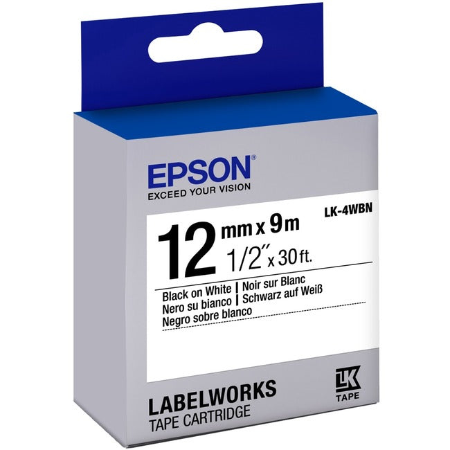 Cartouche de ruban Epson LabelWorks Standard LK ~1/2" noir sur blanc