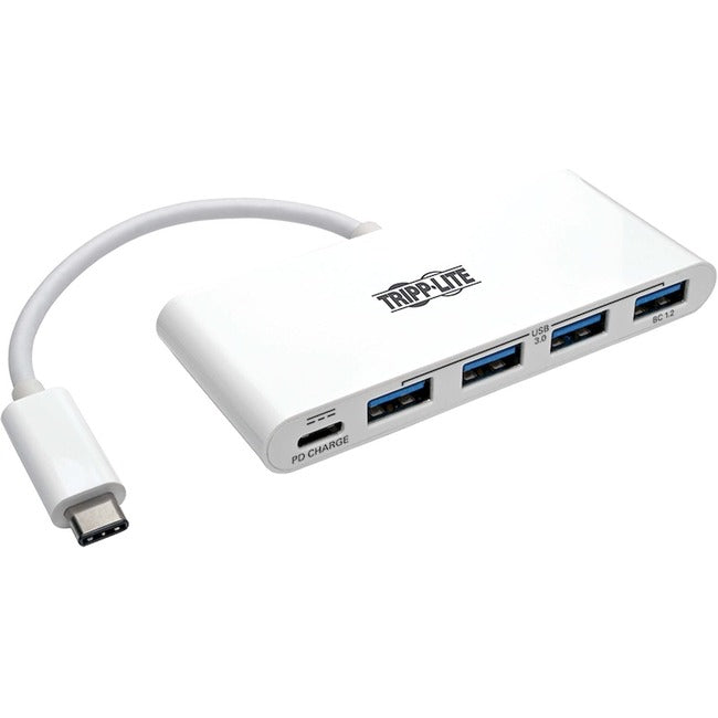 Tripp Lite by Eaton 4-Port USB 3.1 Gen 1 Portable Hub, USB-C to (x4) USB-A, with USB-C Charging Port