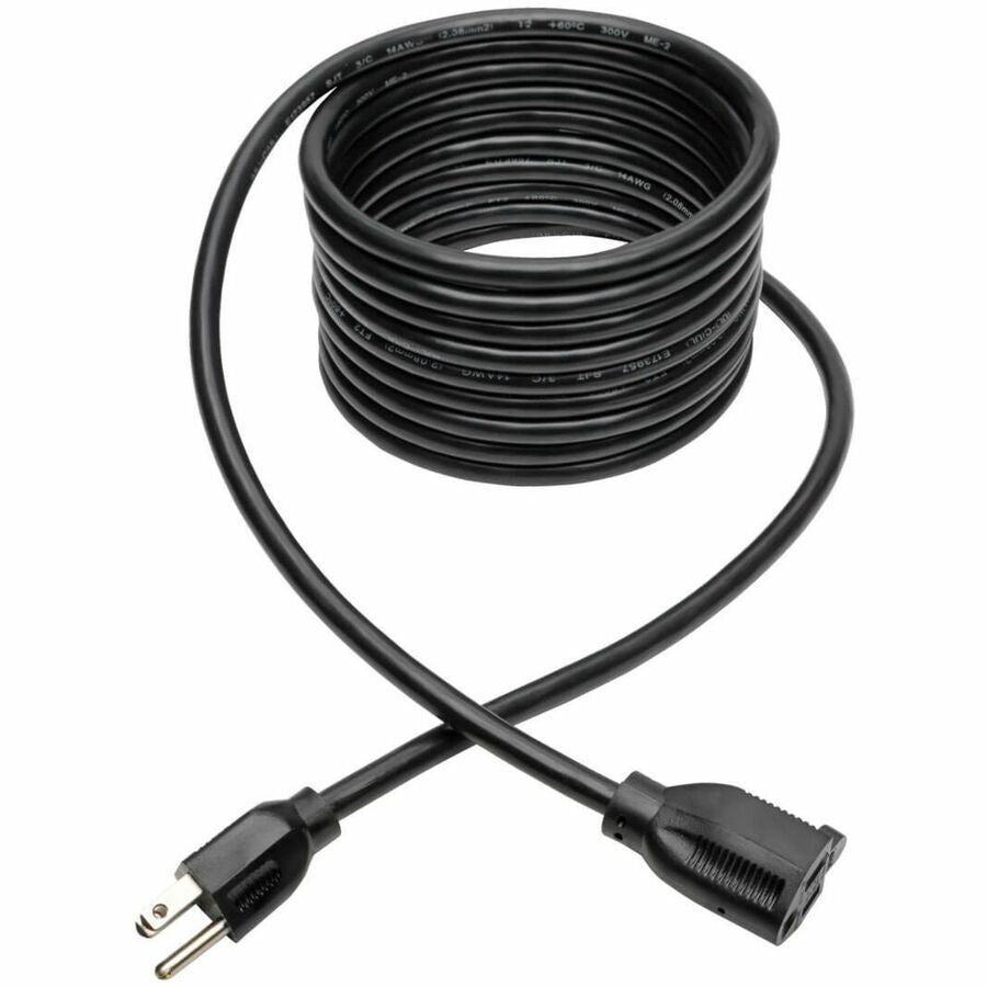 Power Cord - NEMA 5-15P - Male Left Gender - Power NEMA 5-15R - Female Right Gen