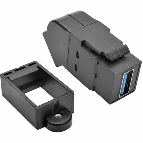 USB 3.0 All-in-One Keystone/Panel Mount Angled Coupler (F/F), Black