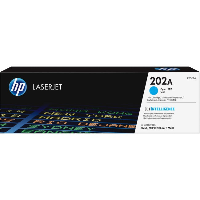 Cartouche de toner laser HP 202A (CF501A) d'origine à rendement standard - Cyan - 1 unité