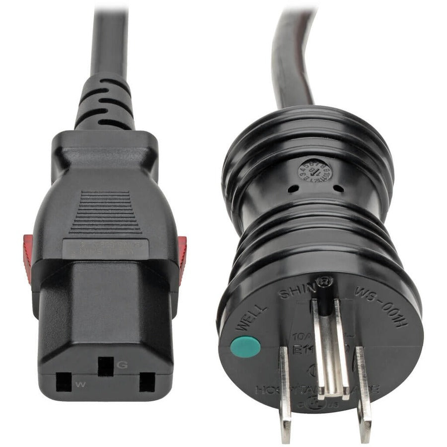 Tripp Lite series Hospital-Grade Power Cord, NEMA 5-15P to Locking IEC C13 - Gre