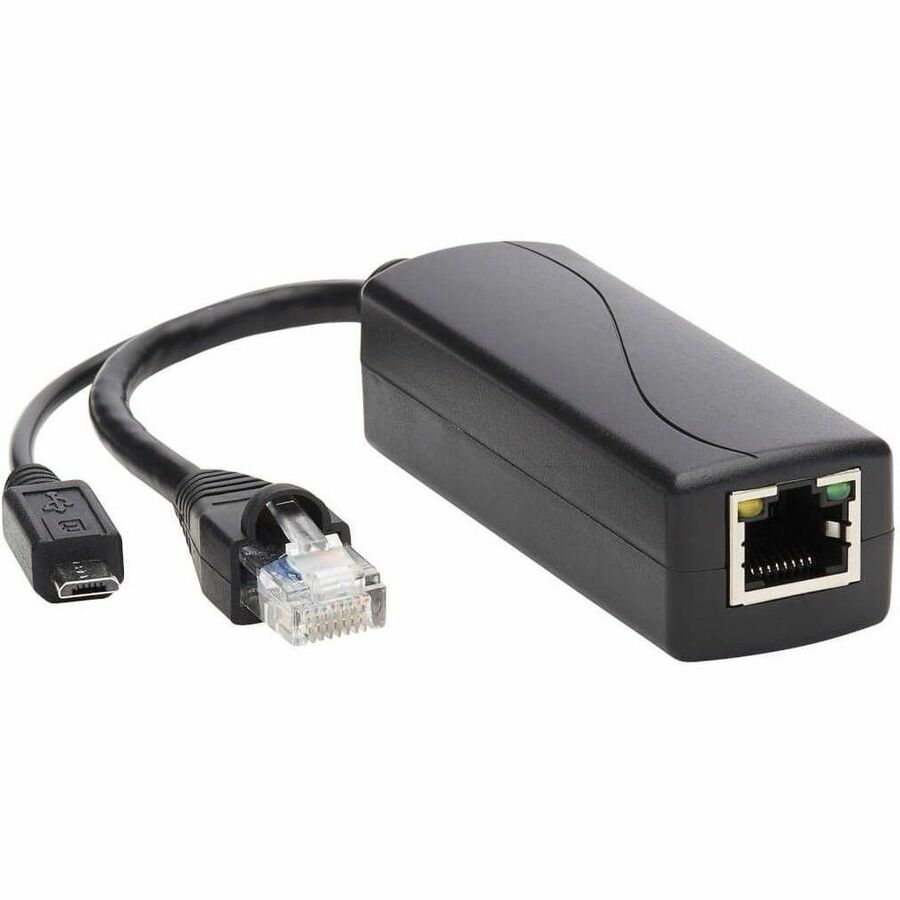 PoE to USB Micro-B and RJ45 Active Splitter - 802.af, 48V to 5V 1A, Up to 328 ft