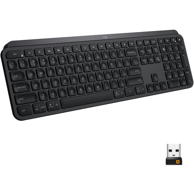 Clavier sans fil Logitech MX Keys Advanced avec rétroéclairage, saisie tactile réactive, rétroéclairage, Bluetooth, USB-C, Apple macOS, Microsoft Windows, Linux, iOS, Android, construction en métal (noir)