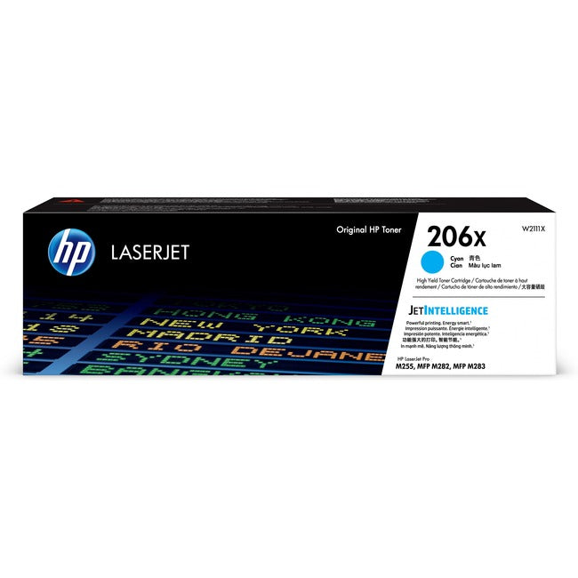 Cartouche de toner laser HP 206X d'origine à haut rendement - Cyan - 1 unité