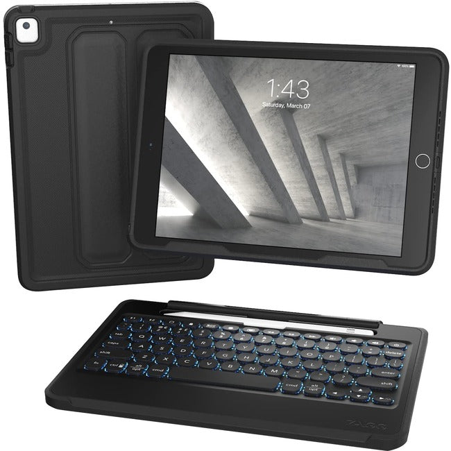 Étui ZAGG Rugged Book avec clavier et housse (pliable en livre) pour tablette Apple iPad Pro de 10,2" à 10,5", iPad (7e génération) - Noir