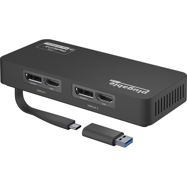 Adaptateur double écran DisplayPort et HDMI Plugable USB 3.0 et USB-C 4K