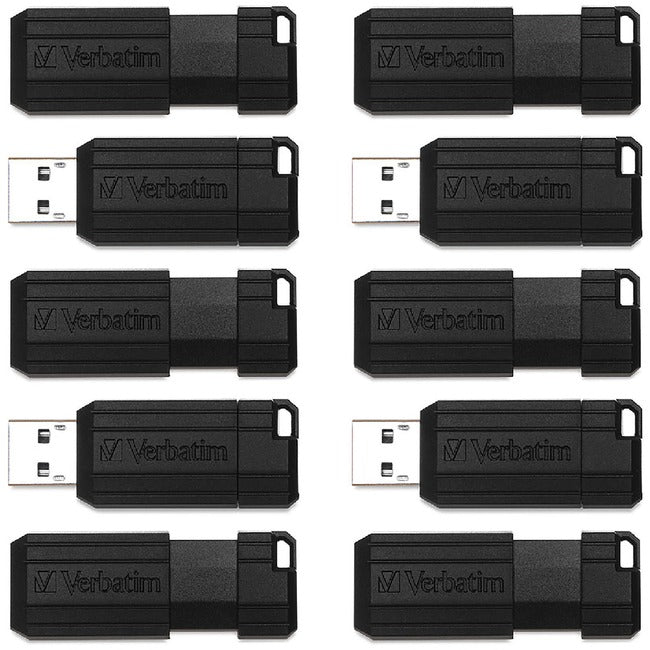 Clé USB Microban PinStripe 64 Go - Business 10pk - Noir