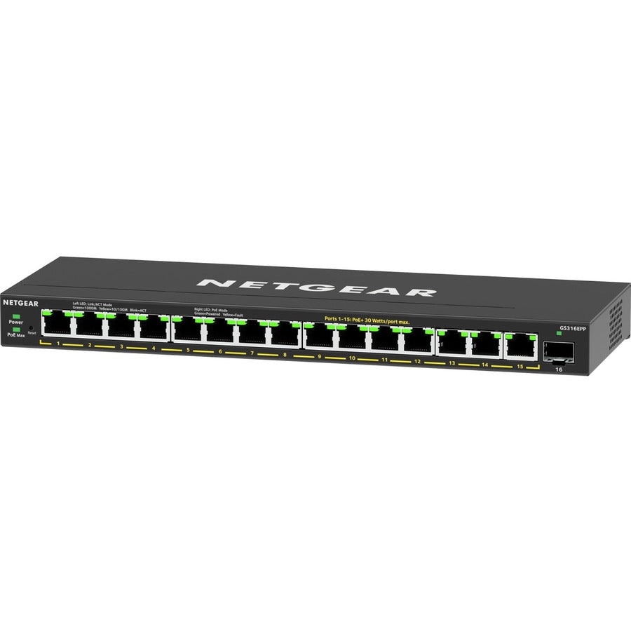 Netgear 16-Port High-Power PoE+ Gigabit Ethernet Plus Switch (231W) with 1 SFP Port