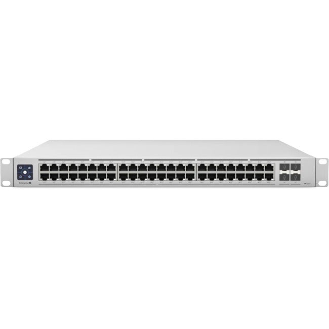 Ubiquiti Switch Enterprise 48 PoE 48 Ports - Manageable - 2.5 Gigabit Ethernet, 10 Gigabit Ethernet - 10GBase-X, 2.5GBase-T - 3 Layer Supported - Modular - 150 W Power Consumption - 720 W PoE Budget - Optical Fiber, Twisted Pair - PoE Ports