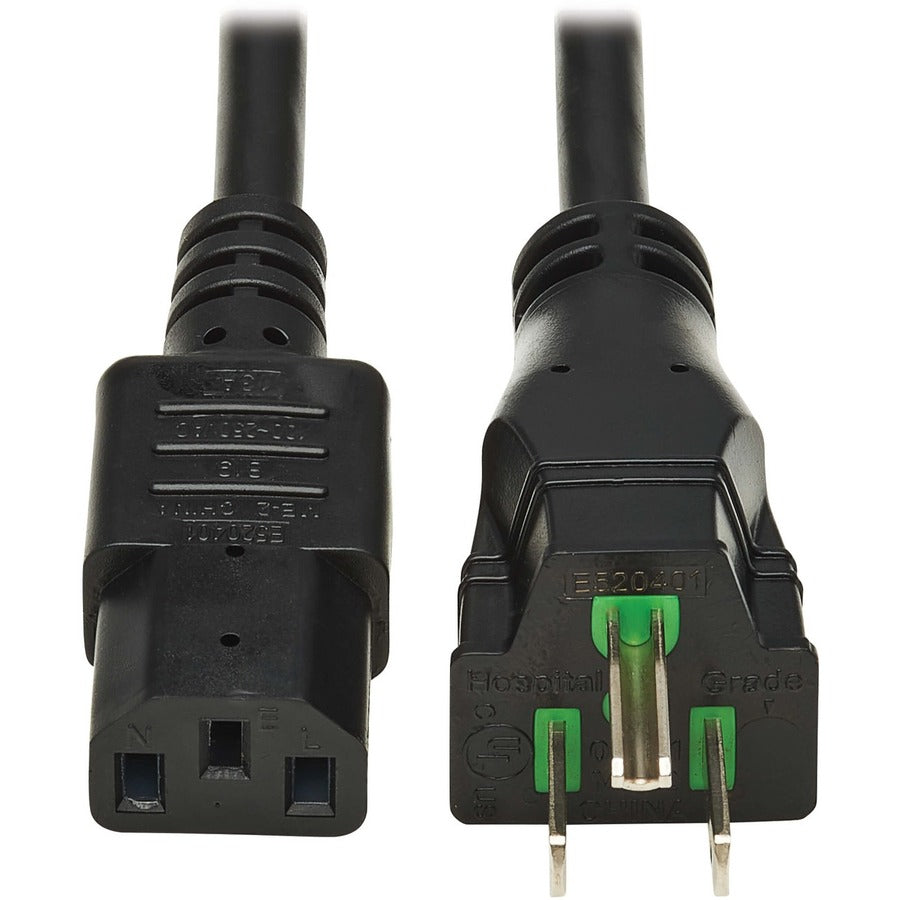 TRIPP LITE SAFE-IT ANTIBACTERIAL HOSPITAL-GRADE POWER CORD, 5-15P TO C13 - GREEN