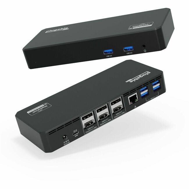 Station d'accueil USB C 12 en 1 Plugable Triple écrans 4K avec 3x HDMI ou 3x DisplayPort avec charge 60 W
