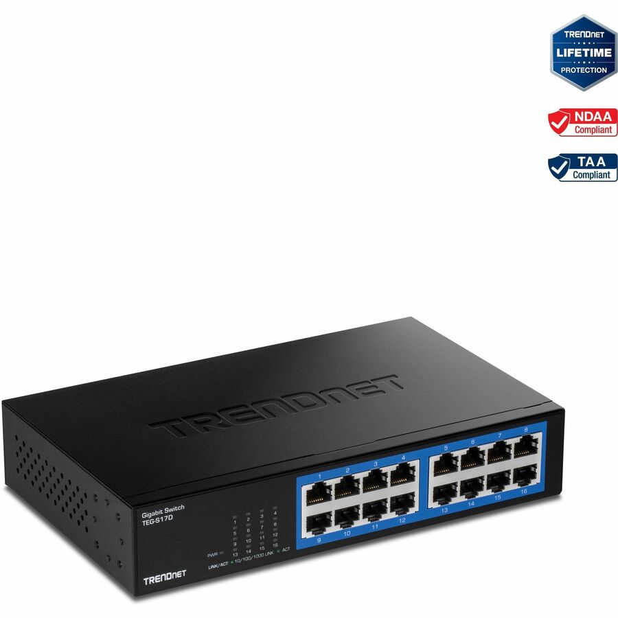 Commutateur de bureau Gigabit à 16 ports TRENDnet TEG-S17D