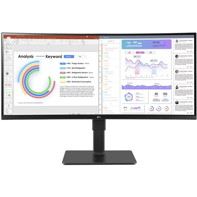 Moniteur LED incurvé LG Ultrawide 34BQ77QB-B de 34 pouces avec webcam UW-QHD - 21:9 - Noir texturé
