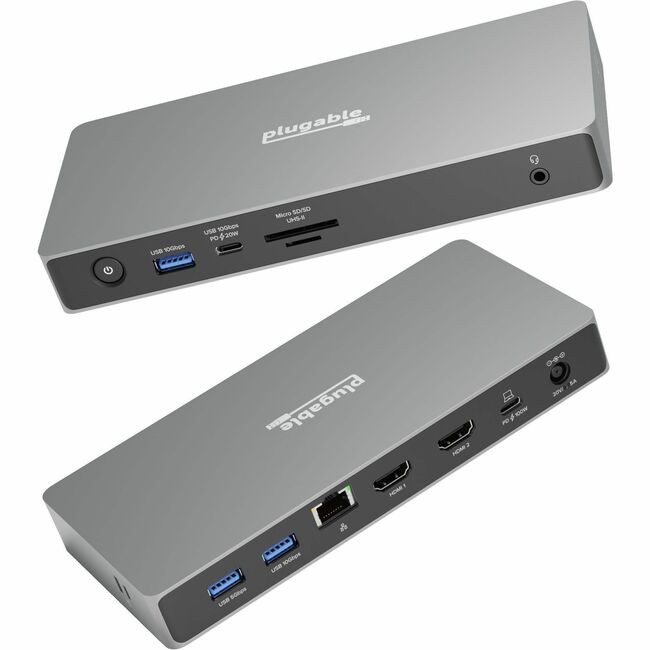 Station d'accueil USB C Plugable pour double écran, 11 en 1, station de chargement pour ordinateur portable USB4 100 W pour Windows et Thunderbolt
