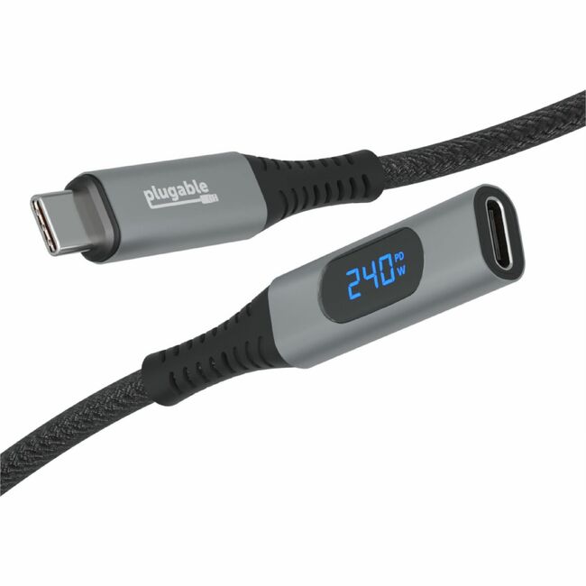 Plugable USB C Extension Cable 3.3 Ft, Digital Power Meter Tester for Monitoring USB Type-C Connections