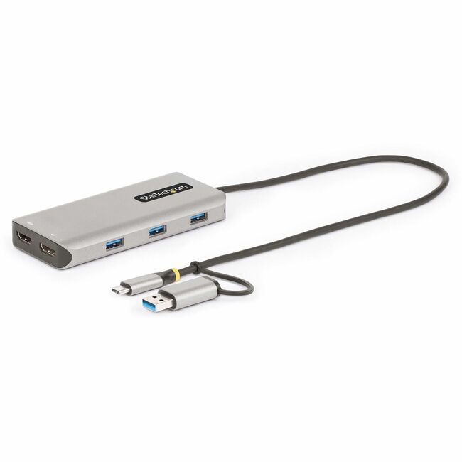 Adaptateur multiport USB-C StarTech.com avec clé USB-C vers USB-A, double HDMI 4K/1080, 3x USB, mini station d'accueil pour ordinateur portable, station de voyage