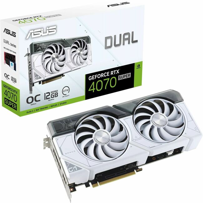 ASUS GEFORCE DUAL-RTX4070S-O12G-BLANC OC 12 Go GDDR6X 2550 MHz 192 bits