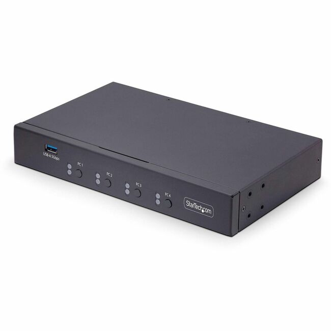 StarTech.com Commutateur KM à 4 ports avec souris itinérante, commutateur clavier/souris USB 3.0 pour 4 ordinateurs, audio 3,5 mm et USB, conforme TAA