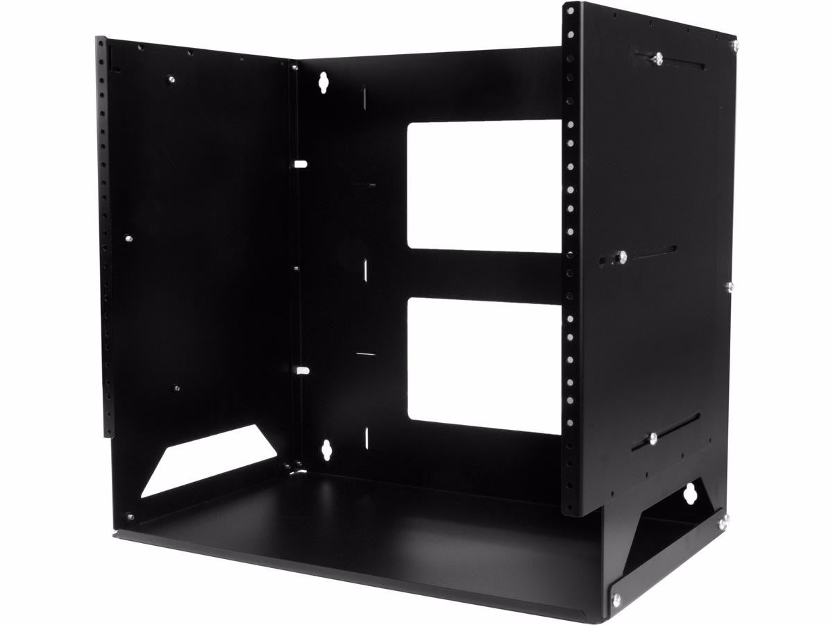 StarTech.com Rack réseau mural ouvert à 2 montants 8U avec étagère intégrée et profondeur réglable, rack informatique pour équipement informatique, TAA~