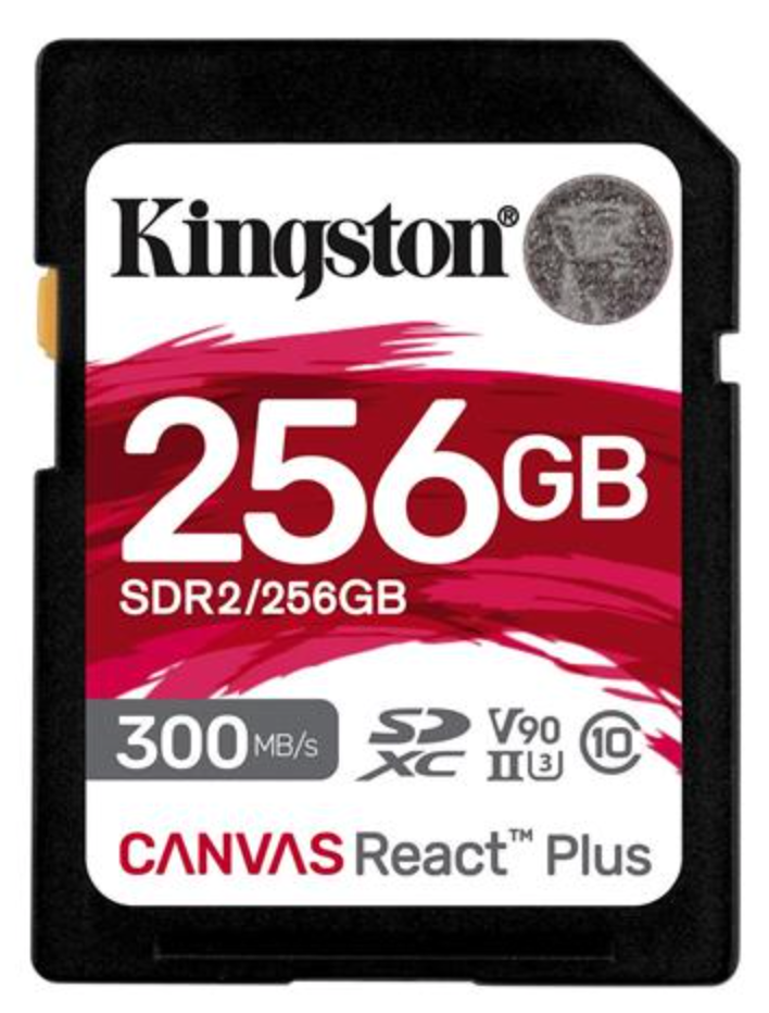 Carte SD Kingston Canvas React Plus 256 Go Classe 10/UHS-II (U3) V90 - 1 pack